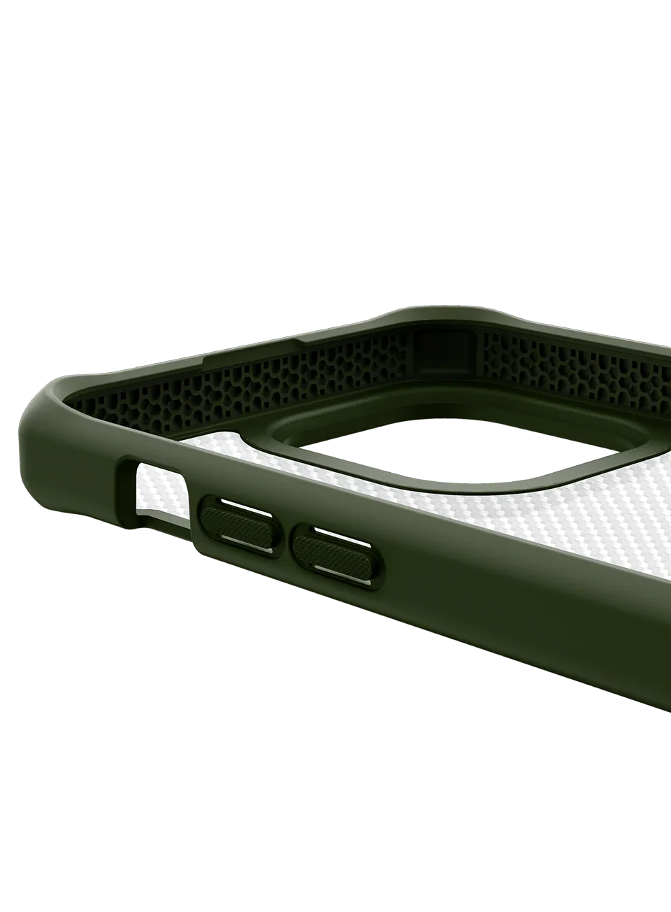 Itskins Hybrid Tek iPhone 14 Pro Case - Olive Green And Transparent - Tashqila Itskins Hybrid Tek iPhone 14 Pro Case - Olive Green And Transparent - Tashqila